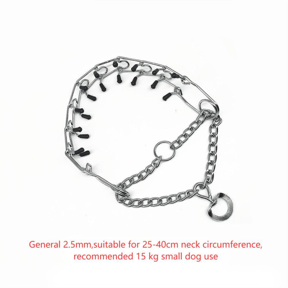 HKM-956499 Chrome Plated Dog Training Pinch Collar with Rubber Tips, Adjustable Sizes for Small to Large Dogs