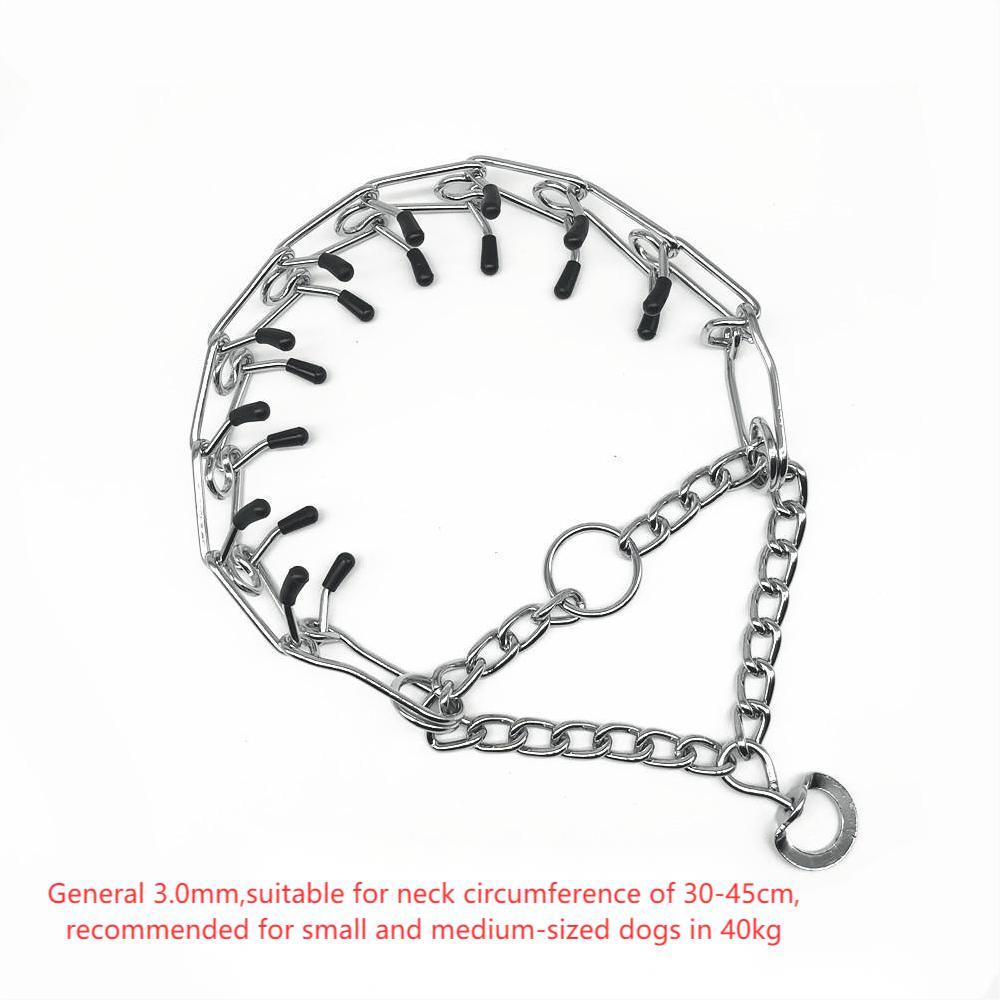 HKM-956499 Chrome Plated Dog Training Pinch Collar with Rubber Tips, Adjustable Sizes for Small to Large Dogs