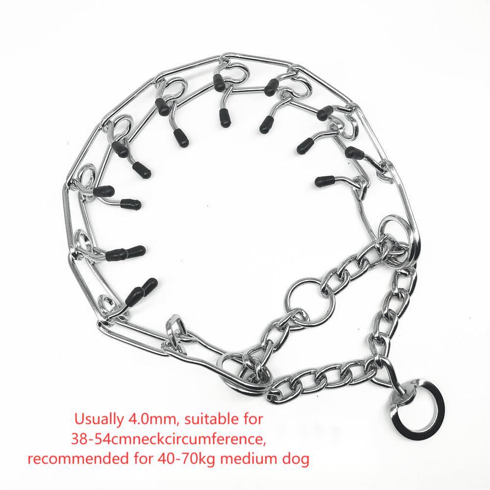 HKM-956499 Chrome Plated Dog Training Pinch Collar with Rubber Tips, Adjustable Sizes for Small to Large Dogs