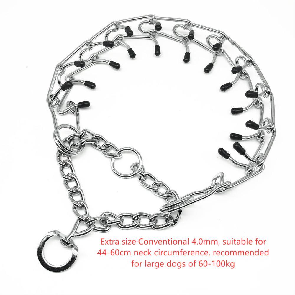 HKM-956499 Chrome Plated Dog Training Pinch Collar with Rubber Tips, Adjustable Sizes for Small to Large Dogs