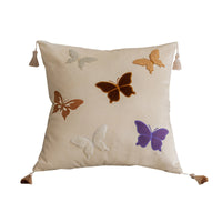 HKM-956627 Chinese Style Butterfly Embroidery Pillow in Beige, Black, and Purple - 45x45cm