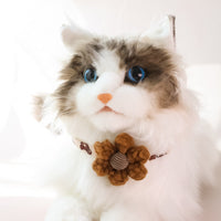 HKM-956691 Beige and Coffee Bear Floral Pet Collars for Cats and Dogs, Size S (18-32cm)