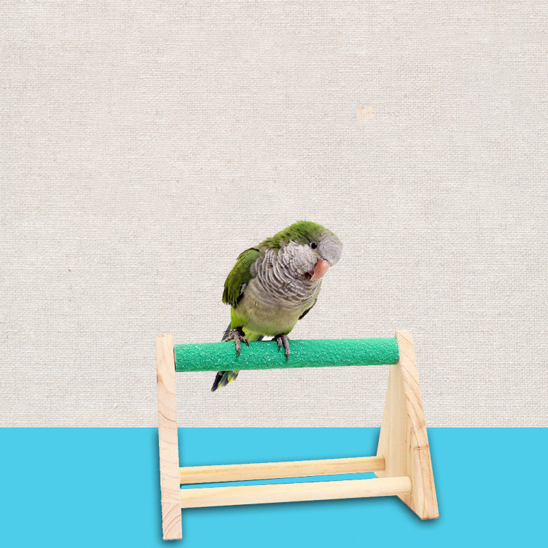 HKM-956755 Solid Wood Bird Perch Stand with Random Color Variations