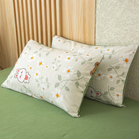 HKM-956819 Red Korean Style Washed Cotton Linen Pillowcase, 48x74cm