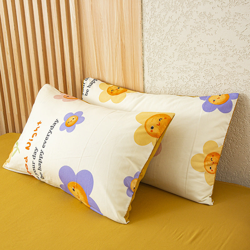 HKM-956819 Red Korean Style Washed Cotton Linen Pillowcase, 48x74cm