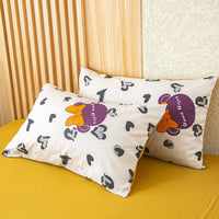 HKM-956819 Red Korean Style Washed Cotton Linen Pillowcase, 48x74cm