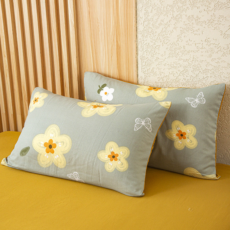HKM-956819 Red Korean Style Washed Cotton Linen Pillowcase, 48x74cm