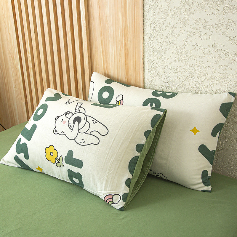 HKM-956819 Red Korean Style Washed Cotton Linen Pillowcase, 48x74cm