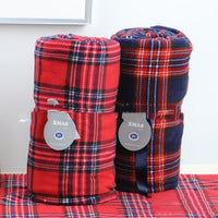 HKM-956819 Red Plaid Flannel Sofa Blanket for Cozy Office Breaks - Available in Multiple Sizes