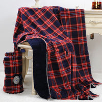HKM-956819 Red Plaid Flannel Sofa Blanket for Cozy Office Breaks - Available in Multiple Sizes