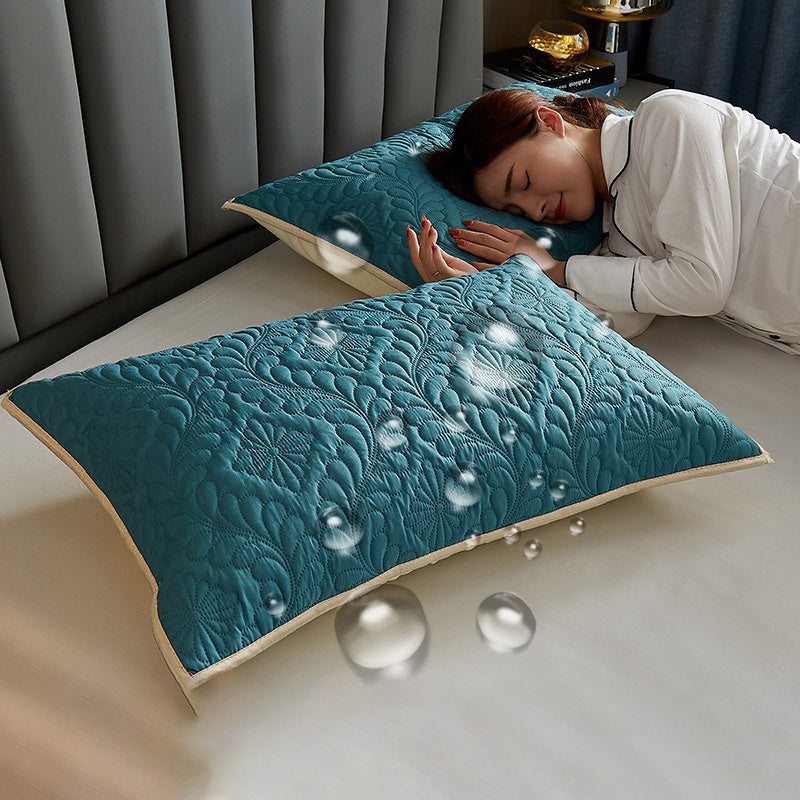 HKM-956947 Waterproof Latex Pillow Protectors Pair Pack - Quilted Polyester with Vibrant Patterns