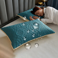 HKM-956947 Waterproof Latex Pillow Protectors Pair Pack - Quilted Polyester with Vibrant Patterns