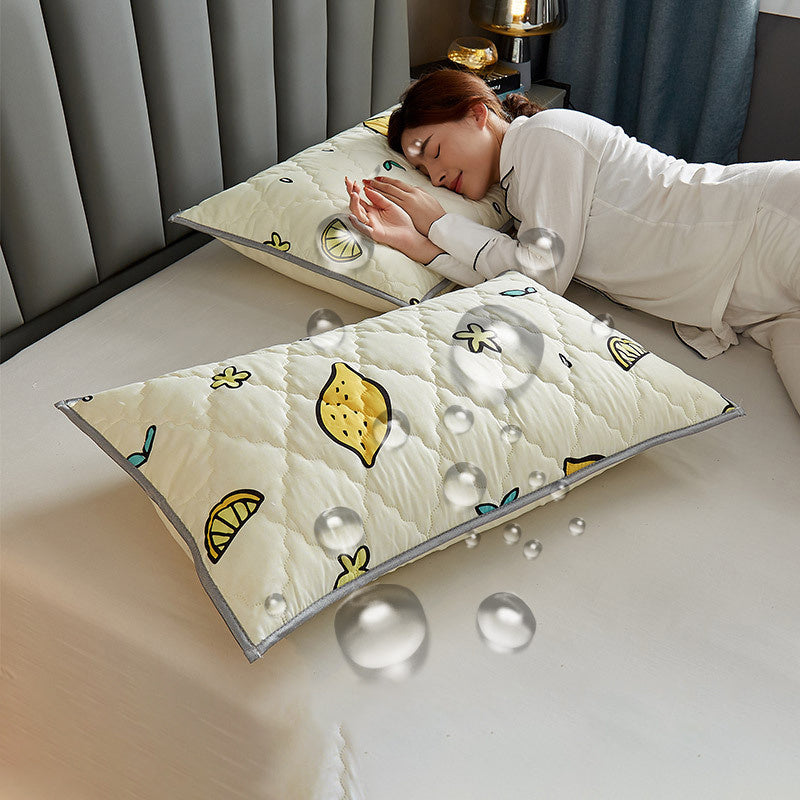HKM-956947 Waterproof Latex Pillow Protectors Pair Pack - Quilted Polyester with Vibrant Patterns