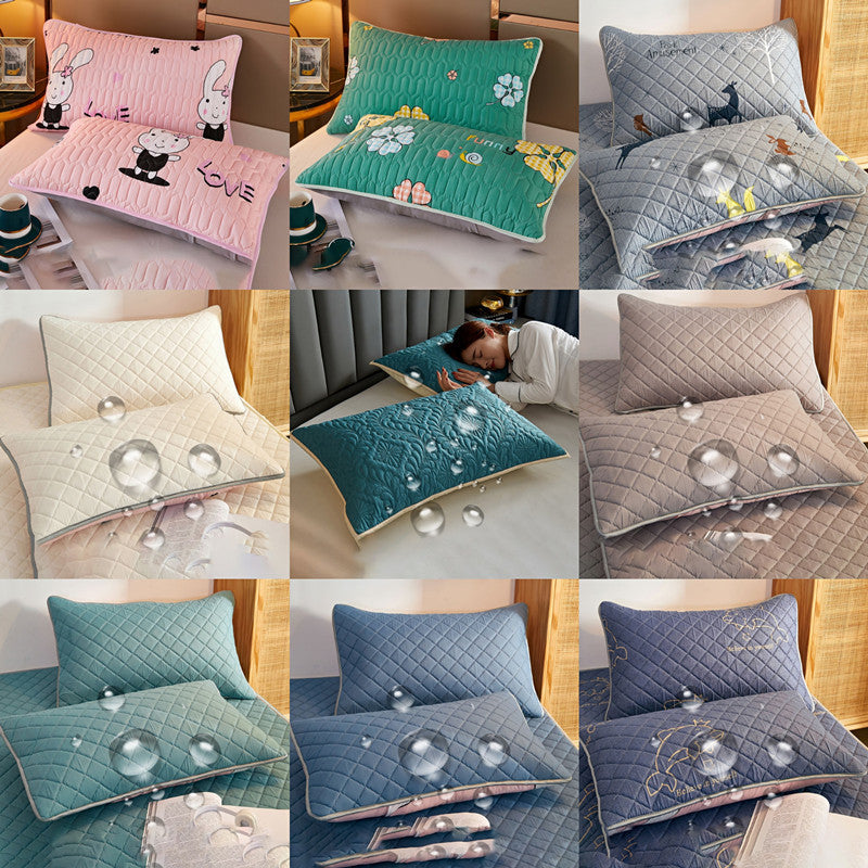 HKM-956947 Waterproof Latex Pillow Protectors Pair Pack - Quilted Polyester with Vibrant Patterns