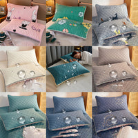 HKM-956947 Waterproof Latex Pillow Protectors Pair Pack - Quilted Polyester with Vibrant Patterns