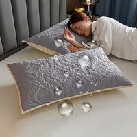 HKM-956947 Waterproof Latex Pillow Protectors Pair Pack - Quilted Polyester with Vibrant Patterns