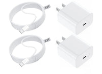 HKM-957011 6FT USB-C to Lightning Cable with Dual Fast Chargers for iPhone 15, 14, 13, 12, 11, SE, AirPods