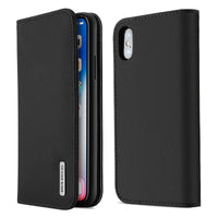 HKM-957075 Clamshell Flip Card Protector for Apple Mobile Phones - Durable Cowhide, PU, and TPU Materials
