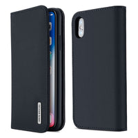 HKM-957075 Clamshell Flip Card Protector for Apple Mobile Phones - Durable Cowhide, PU, and TPU Materials