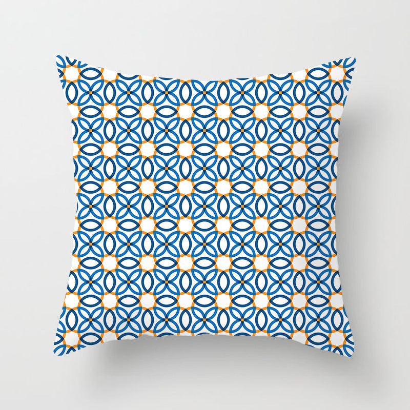HKM-957203 Modern Geometric Peach Skin Square Pillowcase Cushion Cover - 45x45cm