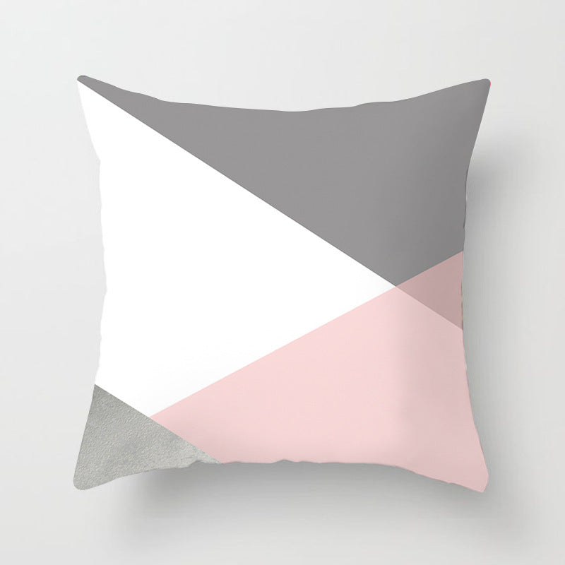 HKM-957203 Modern Geometric Peach Skin Square Pillowcase Cushion Cover - 45x45cm