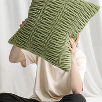 HKM-957267 Geometric Pattern Green Three-Dimensional Pleated Square Pillow Cover for Living Room