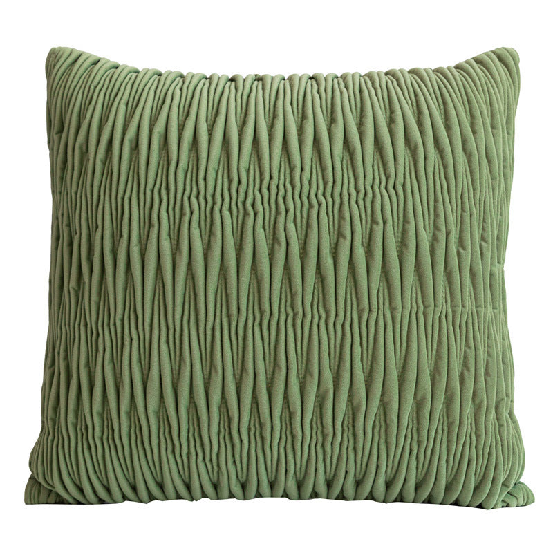 HKM-957267 Geometric Pattern Green Three-Dimensional Pleated Square Pillow Cover for Living Room