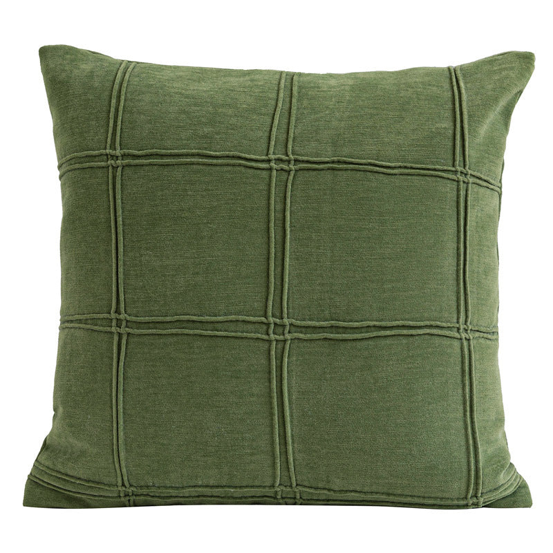 HKM-957267 Geometric Pattern Green Three-Dimensional Pleated Square Pillow Cover for Living Room