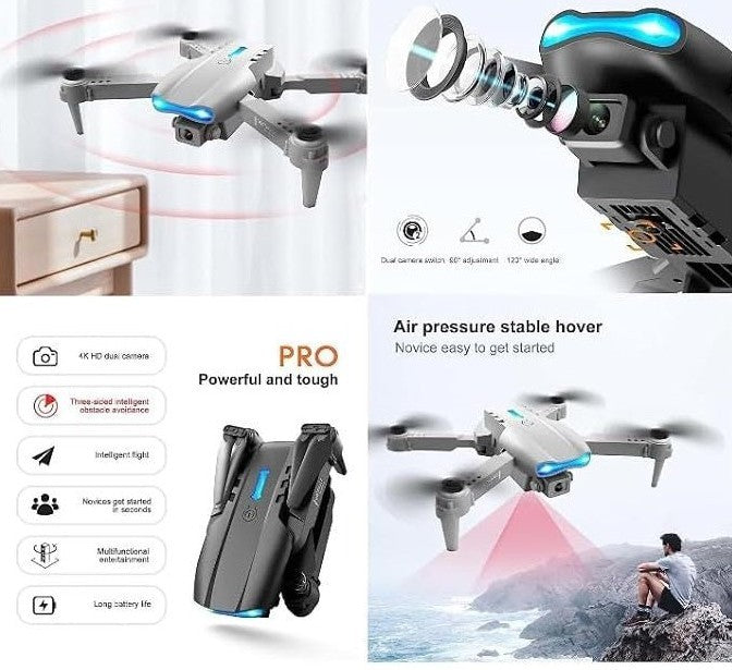 HKM-957331 Foldable E99 Drone Camera with 720p HD, 360° Flip Mode, and Easy Control