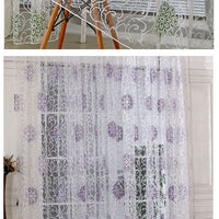 HKM-957523 Floral Patterned Light-Filtering Bedroom Curtain - Brown, Purple, Green, Polyester, 1x2m