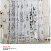 HKM-957523 Floral Patterned Light-Filtering Bedroom Curtain - Brown, Purple, Green, Polyester, 1x2m