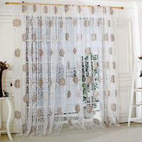 HKM-957523 Floral Patterned Light-Filtering Bedroom Curtain - Brown, Purple, Green, Polyester, 1x2m