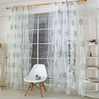 HKM-957523 Floral Patterned Light-Filtering Bedroom Curtain - Brown, Purple, Green, Polyester, 1x2m