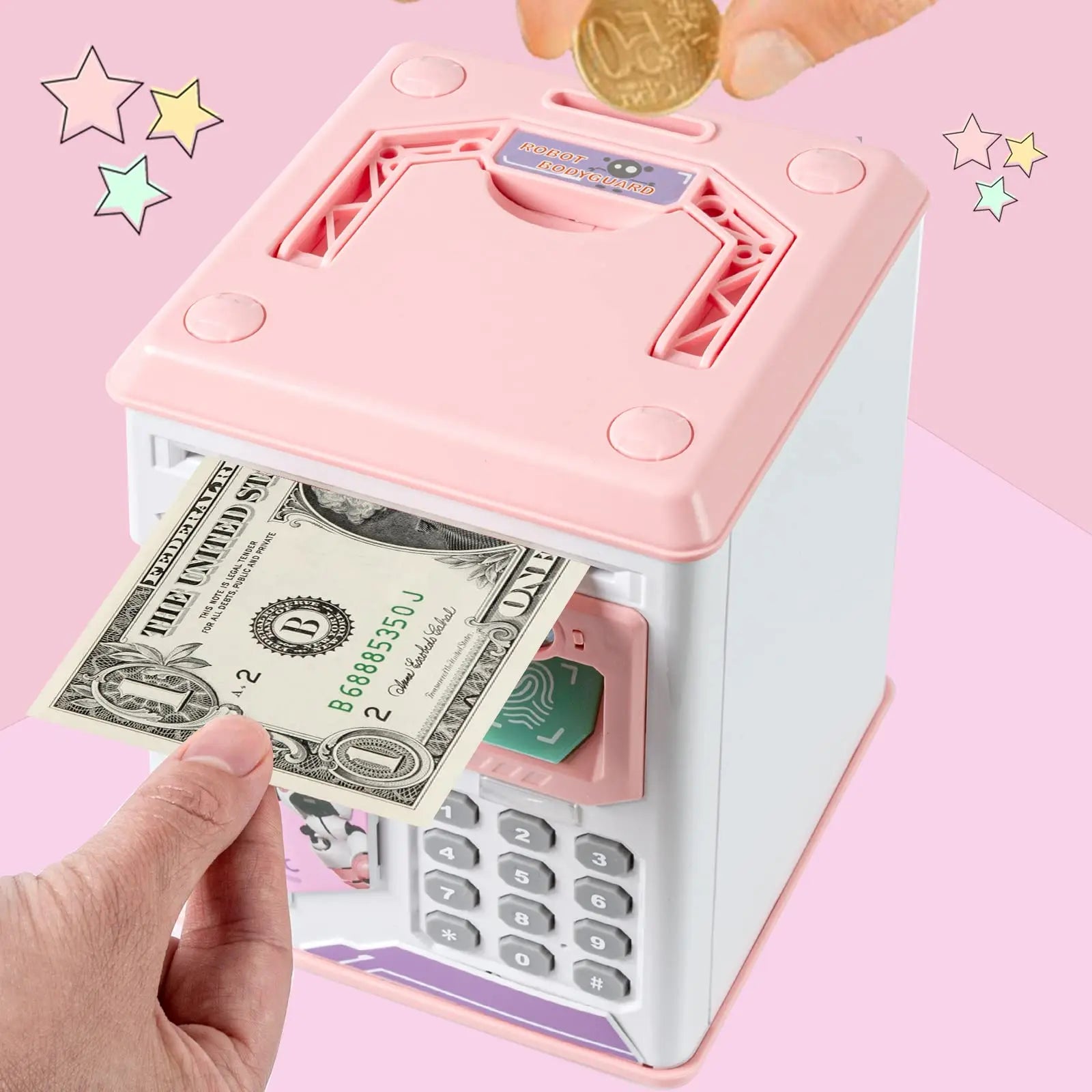 HKM-957651 Electronic Fingerprint Piggy Bank Toy for Kids - Safe Box Banking Fun