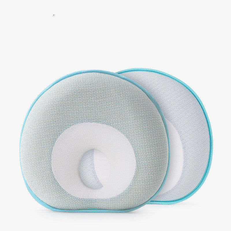 KTX-957651 Round Memory Foam Pillow with Pure Cotton Cover for All Seasons - Blue and Light Blue Options