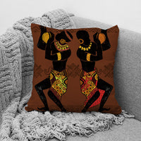 HKM-957779 African Ethnic Style Character Print Cushion Pillow for Office and Home 45x45cm