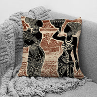 HKM-957779 African Ethnic Style Character Print Cushion Pillow for Office and Home 45x45cm