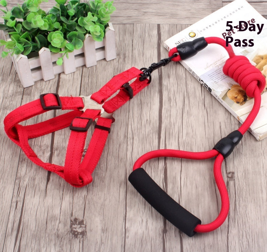 HKM-957971 Pet Harness and Rope Set with Collar and Chest Chain Options, Multi-Color Choices Available