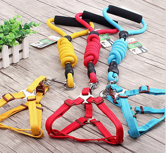 HKM-957971 Pet Harness and Rope Set with Collar and Chest Chain Options, Multi-Color Choices Available