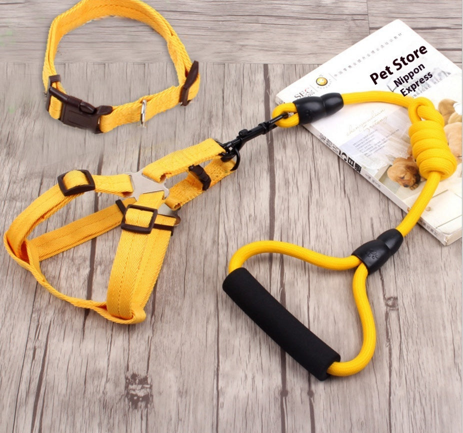 HKM-957971 Pet Harness and Rope Set with Collar and Chest Chain Options, Multi-Color Choices Available
