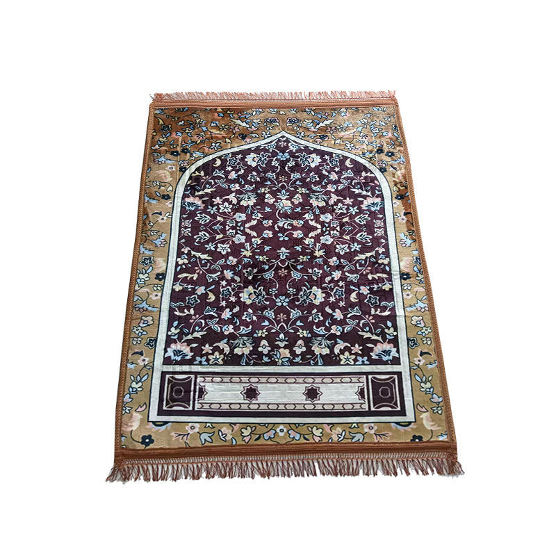 HKM-958035 Thick Stain Resistant Flannel Qibla Mat - Hand Washable Polyester Prayer Mat in Various Styles and Sizes