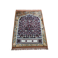 HKM-958035 Thick Stain Resistant Flannel Qibla Mat - Hand Washable Polyester Prayer Mat in Various Styles and Sizes