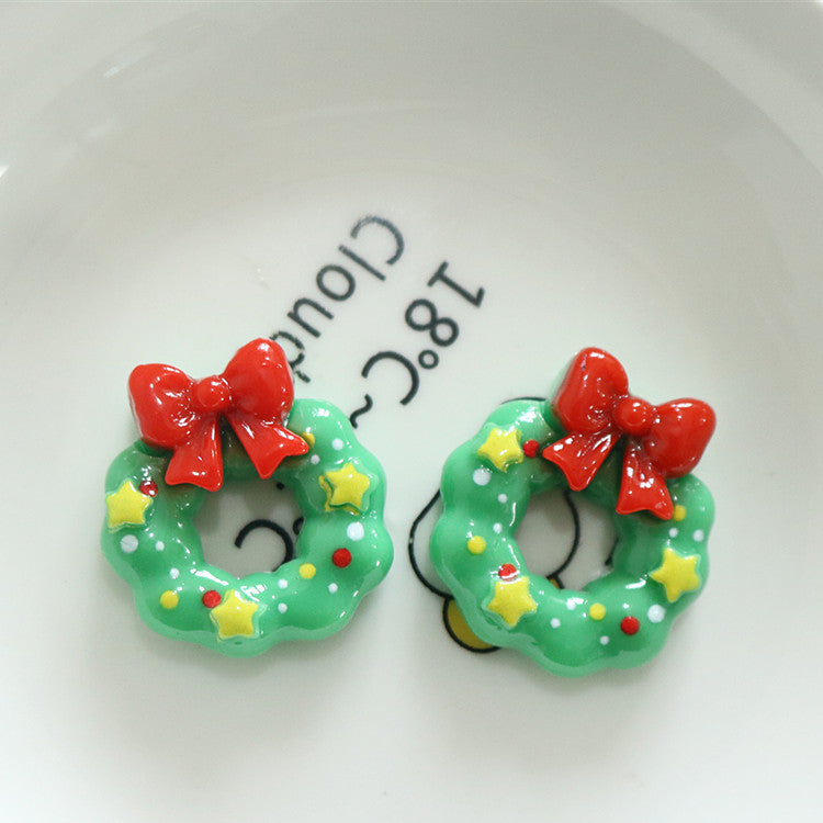 HKM-958099 DIY Christmas Ornament Accessories Set – Snowman, Elk, Santa & Holiday-themed Hairpins