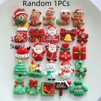 HKM-958099 DIY Christmas Ornament Accessories Set – Snowman, Elk, Santa & Holiday-themed Hairpins