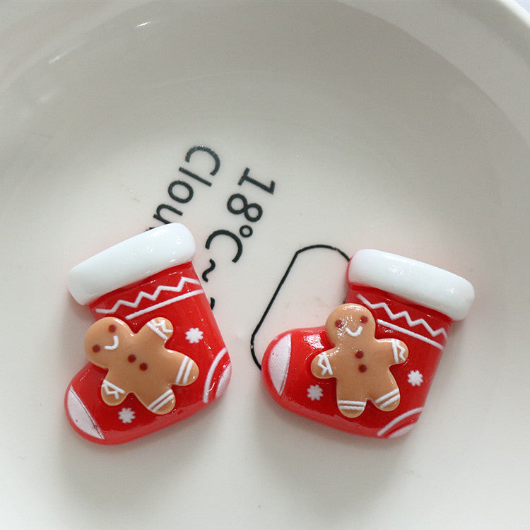 HKM-958099 DIY Christmas Ornament Accessories Set – Snowman, Elk, Santa & Holiday-themed Hairpins