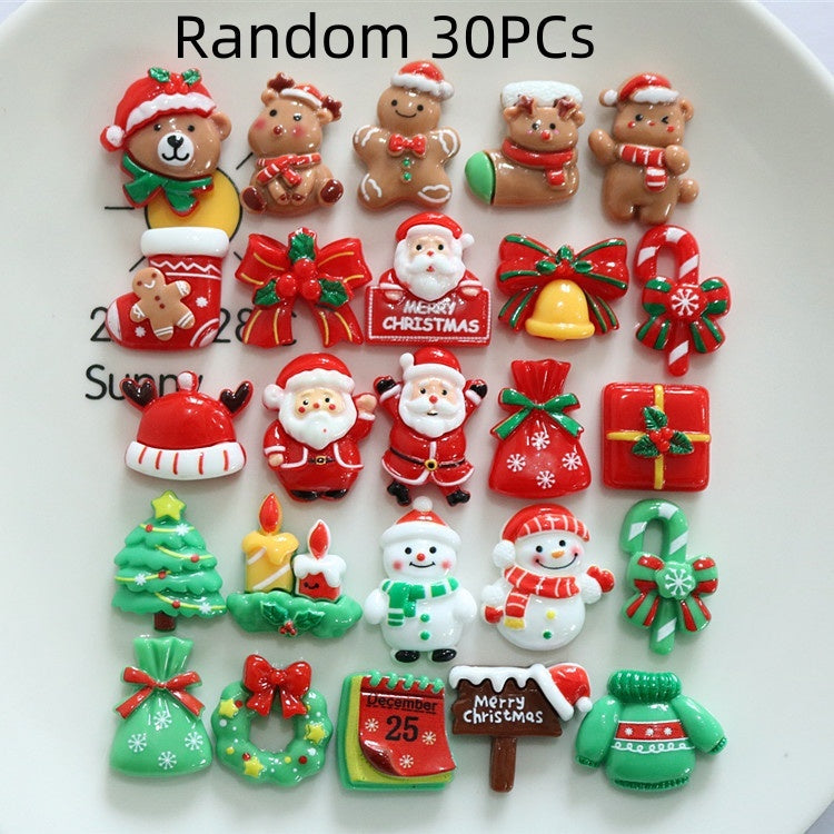 HKM-958099 DIY Christmas Ornament Accessories Set – Snowman, Elk, Santa & Holiday-themed Hairpins