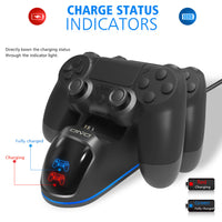 HKM-958163 Dual Wireless Charger for PS4 Controllers with LED Charging Indicator