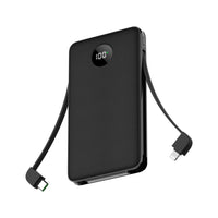 HKM-958355 Digital Display Two-Wire Fast Charge Power Bank in White, Black, and Orange