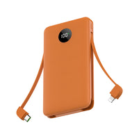 HKM-958355 Digital Display Two-Wire Fast Charge Power Bank in White, Black, and Orange