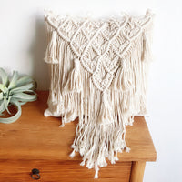 HKM-958355 Hand-Woven Cotton Rope Geometric Pattern Cushion Pillowcase with Insert, 45x45cm